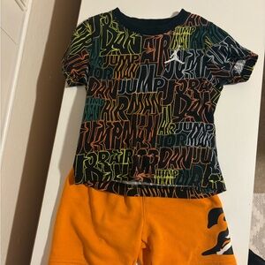 Nike Jordan Jumpman Black and Orange Graphic Tee / Shorts Set - 3T